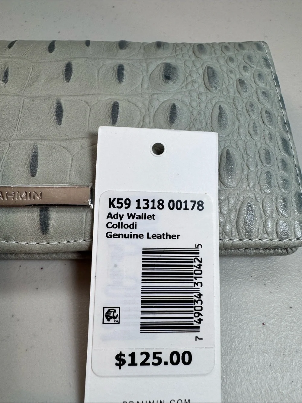 Brahmin Croc-Embossed Leather Ady Wallet in Ocean Collodi